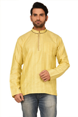 

Rene Men's Woven Straight Kurta(Yellow)