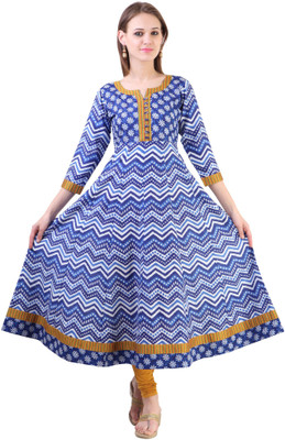 

Libas Women's Printed Anarkali Kurta(Blue)