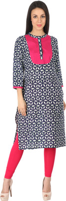 

Indibelle Women's Printed Straight Kurta(Blue