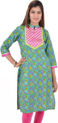 Indibelle Women Floral Print Straight Kurta(Multicolor)
