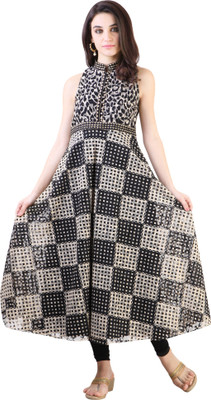 

Libas Women' Printed Anarkali Kurta(Beige, Black, Beige and black