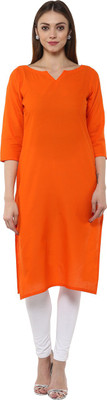 Libas Solid Women's Straight Kurta(Orange) available at flipkart for Rs.399