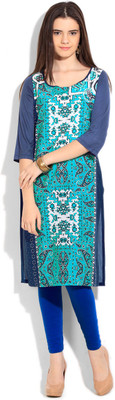 W Women Printed Straight Kurta(Multicolor)