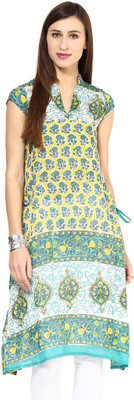 

Jugnu Women's Printed A-line Kurta(Green