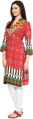 

IVES Casual Printed Women's Kurti(Red)