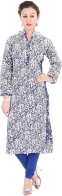 

Shopping World Casual Printed Women's Kurti(Blue