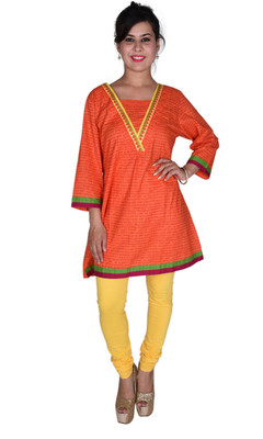 

Ellegent Casual Printed Women's Kurti(Orange