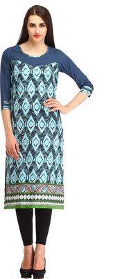 

Kanah Shri Casual Solid, Floral Print Women's Kurti(Light Blue)