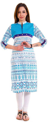 

Halowishes Casual Printed Women's Kurti(Light Blue), Turquoise