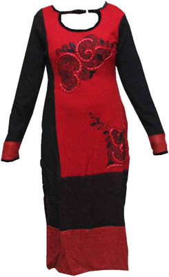 

Adishma Casual Embroidered Women's Kurti(Red, Black), B lack