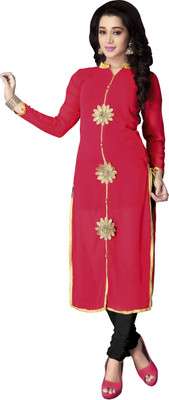 

Jiya Formal Self Design, Embroidered Women's Kurti(Pink)