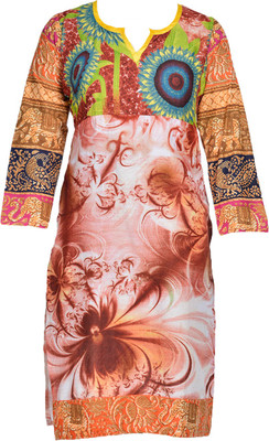 

Rainbow Hues Casual Floral Print Women's Kurti(Multicolor)