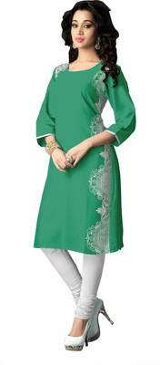 

Jiya Casual Solid Women's Kurti(Green