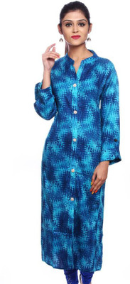 

Feminin Casual Geometric Print Women Kurti(Blue)