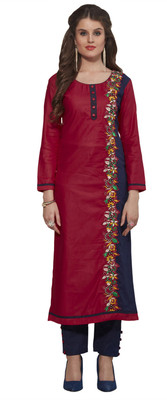 

Jiya Casual Embroidered, Embellished Women's Kurti(Red, Blue, Blue;red