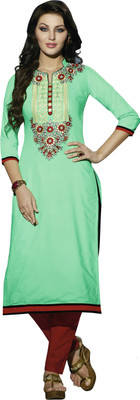 

Jiya Casual Self Design, Embroidered Women's Kurti(Green