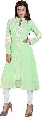

Jiya Casual Self Design Women's Kurti(Light Green