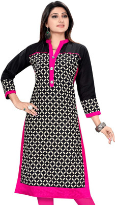 

Meher Impex Casual Printed Women's Kurti(Black, White