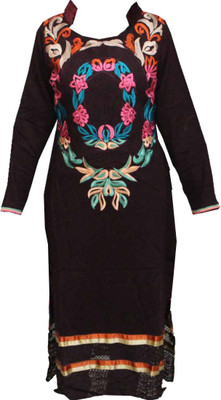

Adishma Casual Embroidered Women Kurti(Brown)