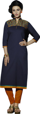 

Jiya Casual Self Design, Embroidered Women's Kurti(Blue)