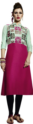

Khushali Party Self Design, Embroidered Women's Kurti(Light Green, Pink)