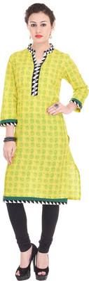 

Shopping World Casual Printed Women' Kurti(Yellow