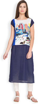 Vishudh Printed Women's Straight Kurta(Purple) available at flipkart for Rs.335