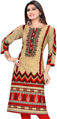 

ALC Creations Women's Printed Straight Kurta(Beige, Maroon), Multicolor