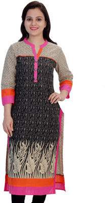 

Mokshi Women's Printed Straight Kurta(Beige