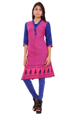 

Mokshi Casual Printed Women's Kurti(Pink