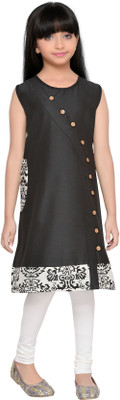 

K&U Self Design Girl's Kurti(Black)