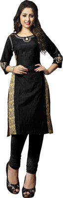 

Jiya Formal Self Design, Embroidered Women's Kurti(Black, Beige, Beige;black