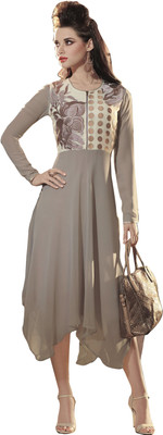 

Khushali Casual Self Design, Embroidered Women's Kurti(Grey)