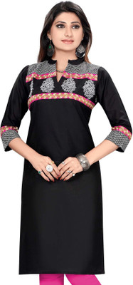 

ALC Creations Casual Embroidered Women's Kurti(Black, White