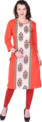 Palakh Women Printed Straight Kurta(Multicolor) Flipkart