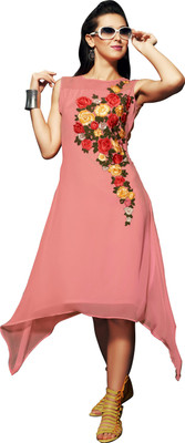 

Jiya Casual Embroidered Women's Kurti(Pink)