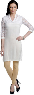 AAINU COLLECTION Women Self Design, Solid Straight Kurta(White) AAINU COLLECTION Women Self Design, Solid Straight Kurta(White)