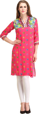 

Kanah Shri Casual Polka Print Women's Kurti(Pink