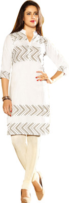 

Jiya Formal Self Design, Printed Women's Kurti(White)