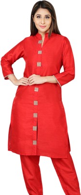 Larwa Women Solid Straight Kurta(Red)