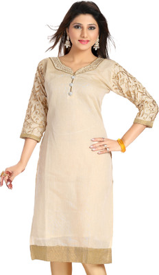 

Meher Impex Casual Solid Women's Kurti(Beige