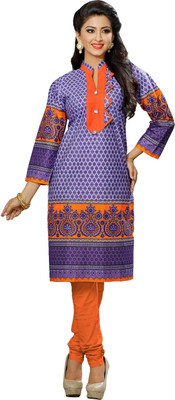 

Jiya Formal Self Design, Printed Women's Kurti(Purple, Orange, Orange;purple