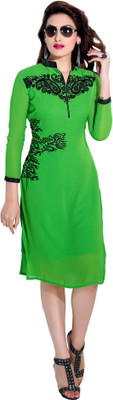 

Jiya Casual Self Design, Embroidered Women's Kurti(Green), Parrot green