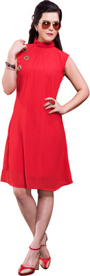 

Jiya Casual Self Design Women's Kurti(Red