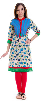 

Halowishes Casual Embroidered, Printed Women's Kurti(Blue)
