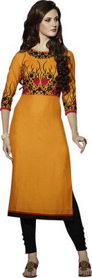 

Jiya Party Self Design, Embroidered Women's Kurti(Orange)