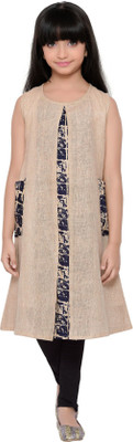 

K&U Self Design Girls Kurti(Beige)