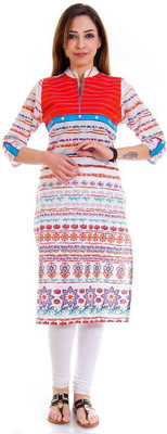 

Halowishes Casual Printed Women's Kurti(Red), Brick red