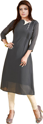 Jiya Casual Self Design Women's Kurti(Grey