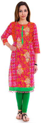 

Halowishes Casual Printed Women's Kurti(Pink)